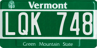 VT license plate LQK748