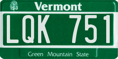 VT license plate LQK751