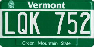 VT license plate LQK752