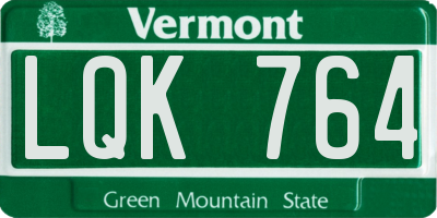 VT license plate LQK764