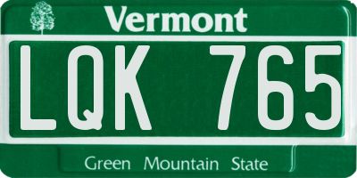 VT license plate LQK765