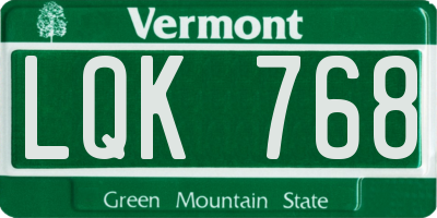 VT license plate LQK768