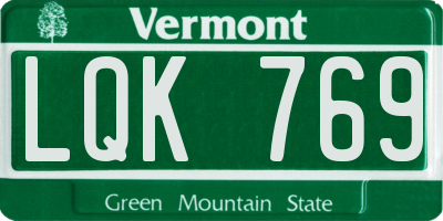 VT license plate LQK769