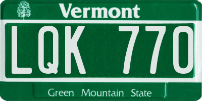 VT license plate LQK770