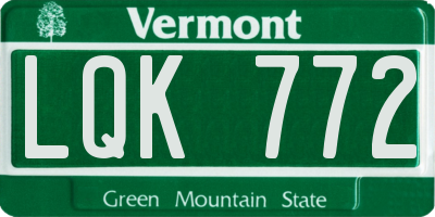 VT license plate LQK772