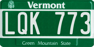 VT license plate LQK773