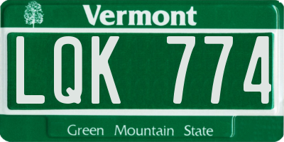 VT license plate LQK774