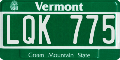 VT license plate LQK775