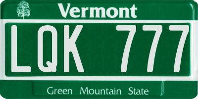 VT license plate LQK777