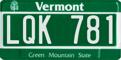 VT license plate LQK781