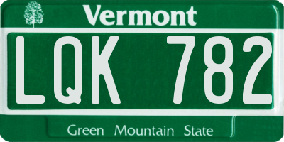 VT license plate LQK782