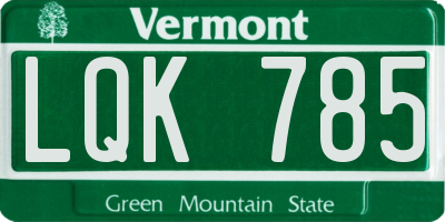 VT license plate LQK785