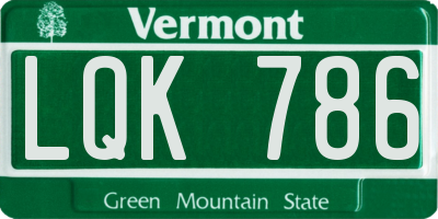 VT license plate LQK786