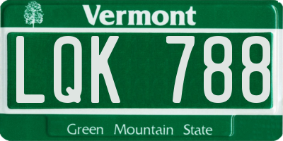 VT license plate LQK788