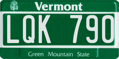 VT license plate LQK790