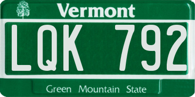 VT license plate LQK792