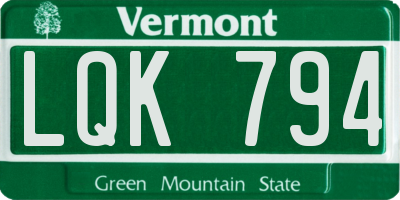 VT license plate LQK794