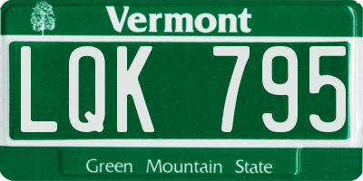 VT license plate LQK795