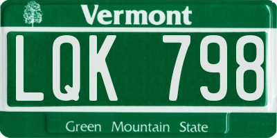 VT license plate LQK798