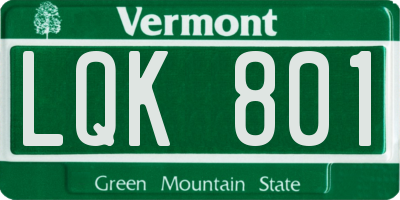 VT license plate LQK801