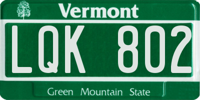 VT license plate LQK802