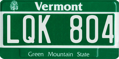 VT license plate LQK804