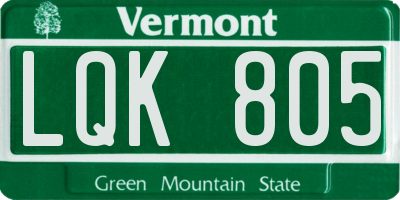 VT license plate LQK805