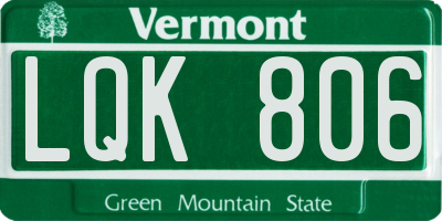VT license plate LQK806