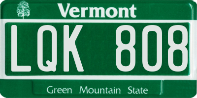 VT license plate LQK808