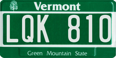 VT license plate LQK810