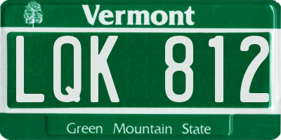 VT license plate LQK812