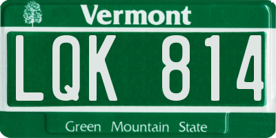 VT license plate LQK814