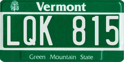 VT license plate LQK815