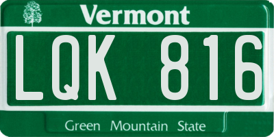 VT license plate LQK816
