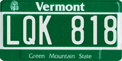 VT license plate LQK818