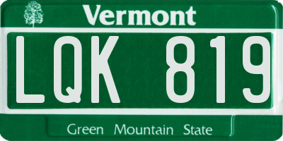 VT license plate LQK819