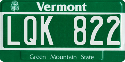 VT license plate LQK822