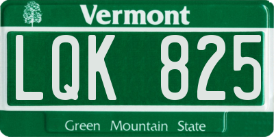 VT license plate LQK825