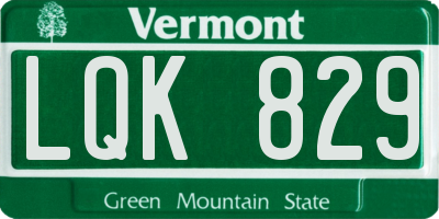 VT license plate LQK829