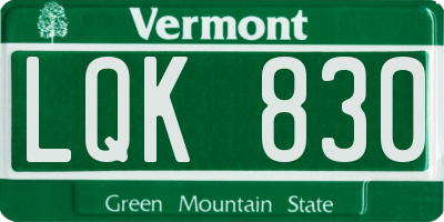 VT license plate LQK830