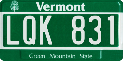 VT license plate LQK831