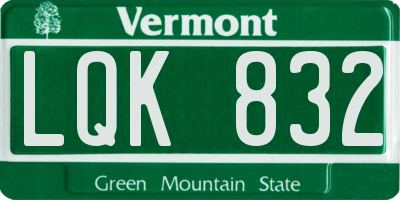 VT license plate LQK832