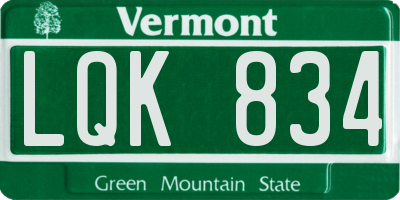 VT license plate LQK834