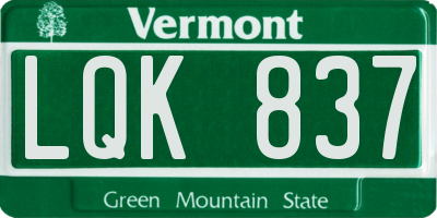 VT license plate LQK837