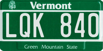 VT license plate LQK840