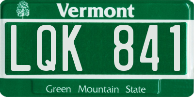 VT license plate LQK841