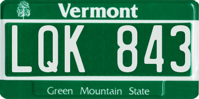 VT license plate LQK843