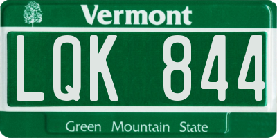VT license plate LQK844