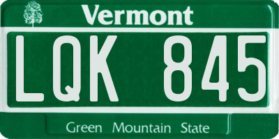 VT license plate LQK845