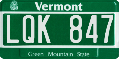 VT license plate LQK847